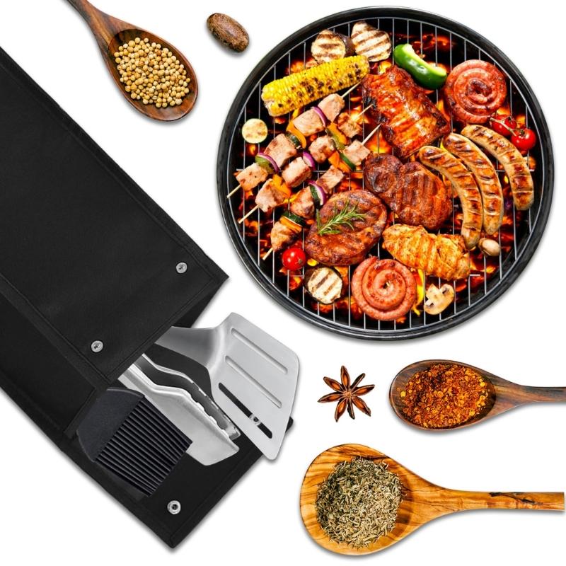Large Capacity Oversized BBQ Utensil Storage Bag Oxford Fabric Barbecue Accessories Holder for Camping Hiking