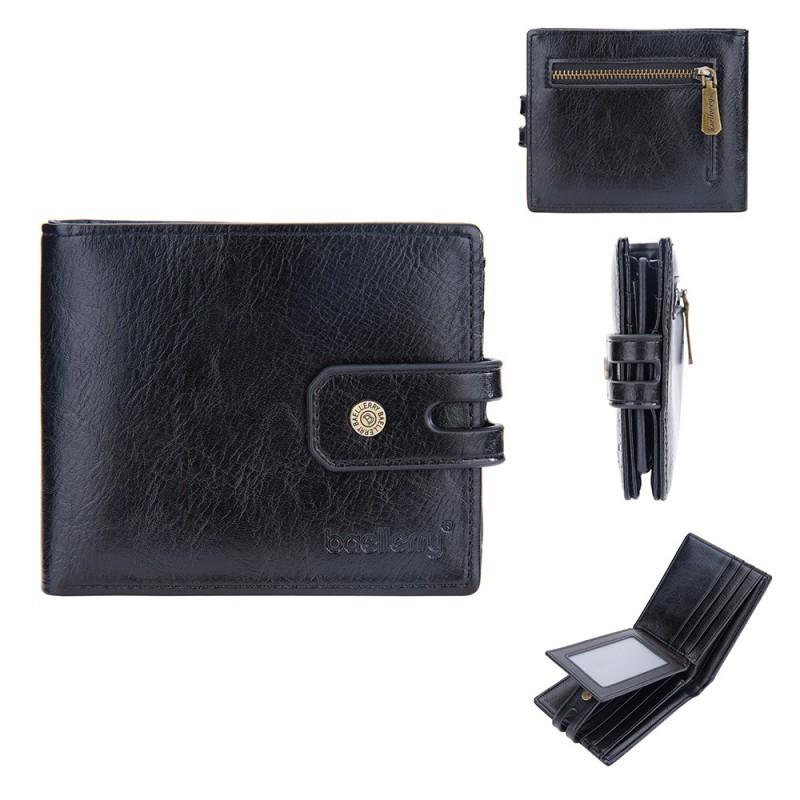 New Men s Short Wallet European American Retro Multi Slot Three Fold Buckle 12x10x2