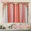 2PC Coral & White Striped Curtains - Floral Valance Print Window Drapes for Living Room Bedroom Decor