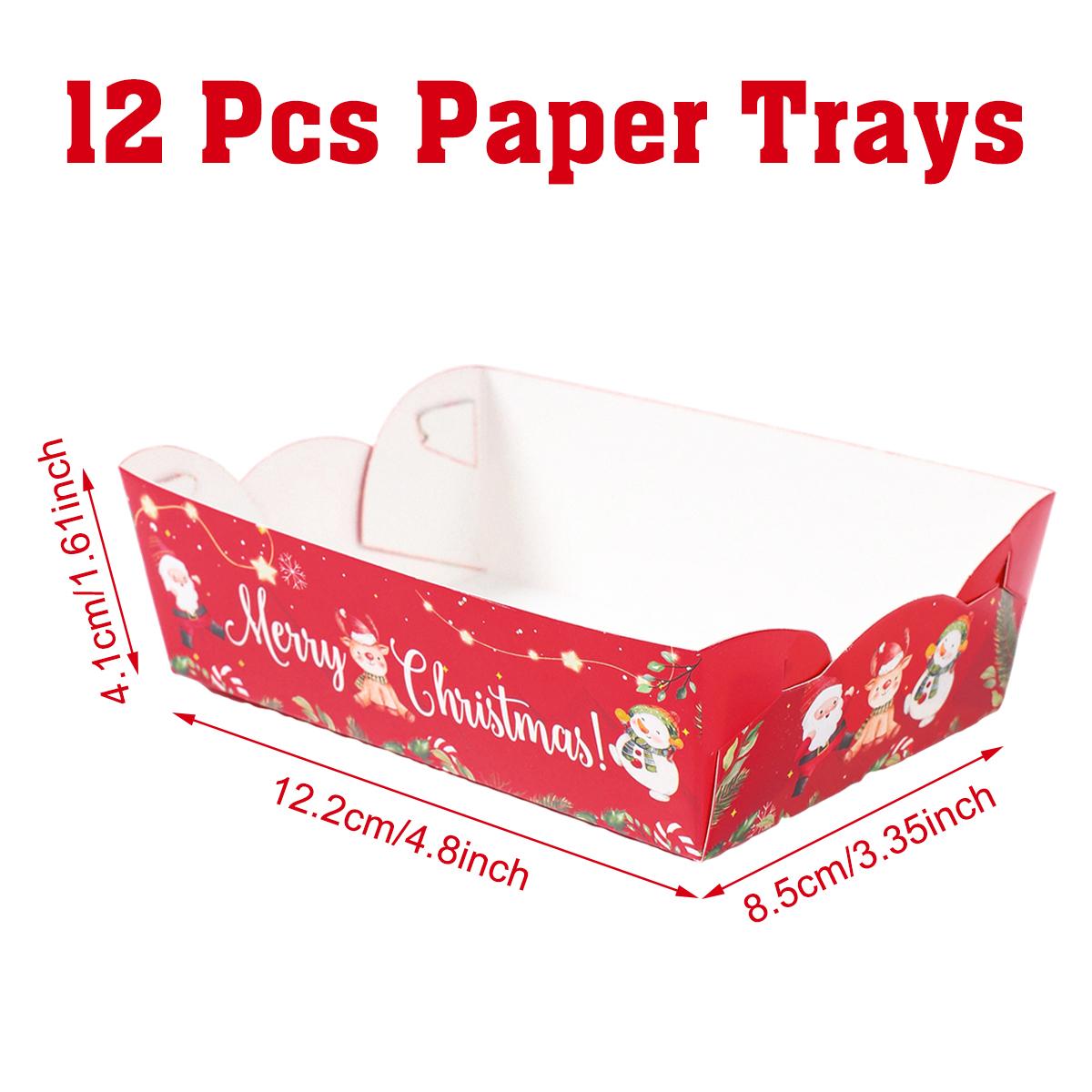 

Christmas Paper Food Tray Merry Christmas Decoration for Home 2026 Navidad Natal Snack Candy Pallet Xmas Ornament New Year 2026