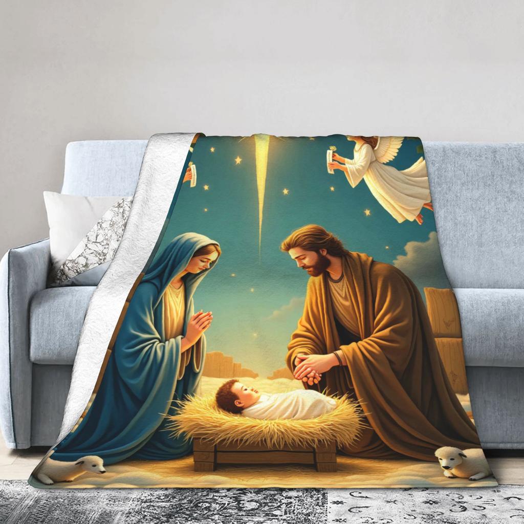 Christmas Story Jesus Is Born Blankets Quality Super Soft  Bedding Throws Winter Girls Boys Couch Chair Fluffy Bedspread