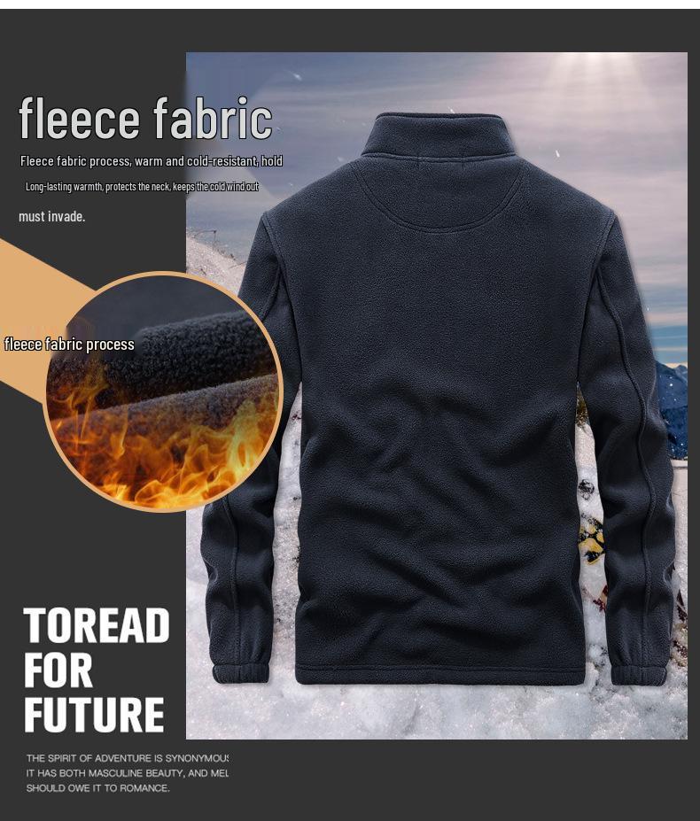 Men's Thick Fleece-Lined Stand-Up Collar Cardigan: Trendy, Warm Autumn/Winter Long-Sleeve Jacket