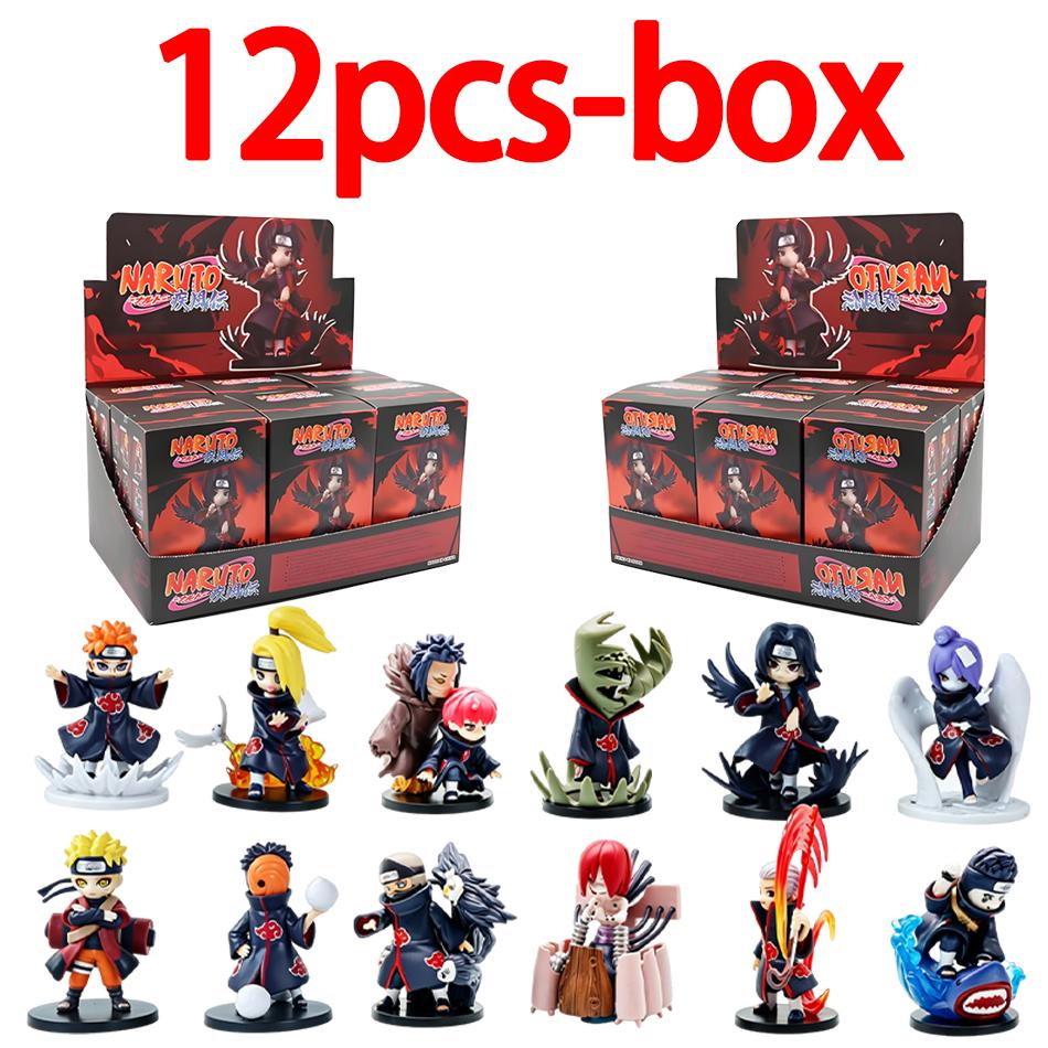 12Pcs Anime Naruto Shippuden Akatsuki Arc Series Blind Box Figures Toys Mystery Box Surprise Ornament Christmas Halloween Gifts