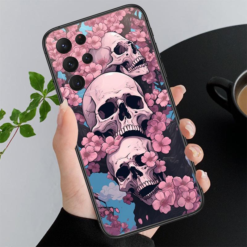 Skull Head Flower Art Phone Case For Samsung Galaxy A15 A35 A55 A52 A53 A54 A33 A34 A25 A05S A16 A14 A05 A51 A52S A71