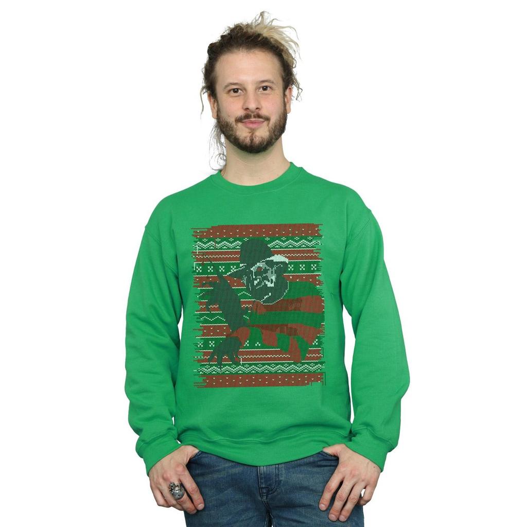 A Nightmare On Elm Street Mens Christmas Fair Isle Sweatshirt