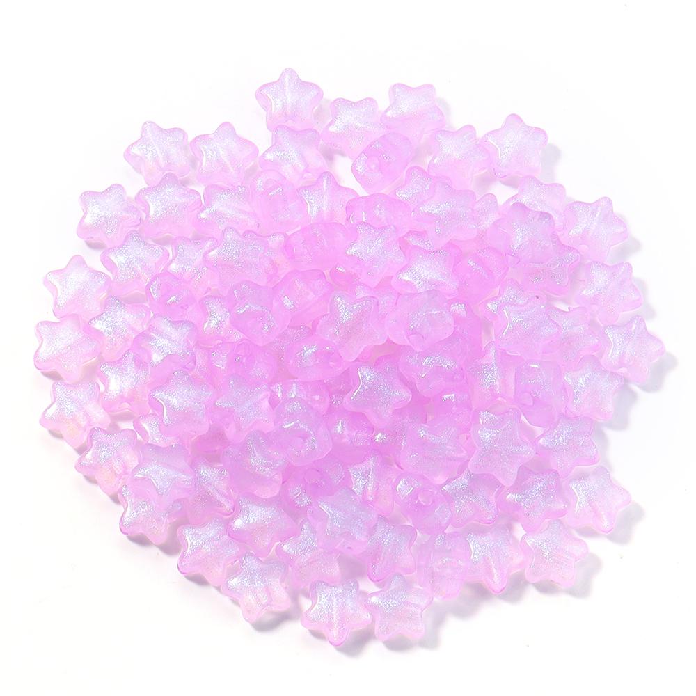 100pcs 10mm Acrylic Star Beads Colorful Luminous Five-pointed Star Loose Beads For DIY Jewelry Making Bracelet Necklace Supplies
