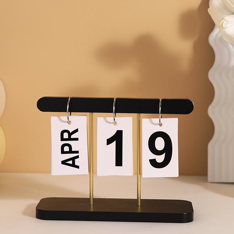 Elegant Wooden Flip Desk Calendar Ornament for Home and Office Decor