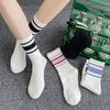 Autumn Fashion Socks Women Mid Calf Striped Color Mix Sport Casual Trendy Crew Socks New Season Must Have For Stylish Outfits