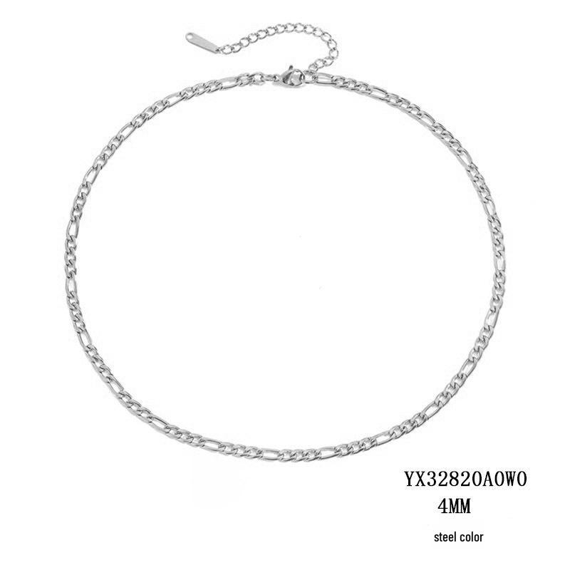 Unisex Figaro Chain Necklace in Gold Titanium Stainless Steel
