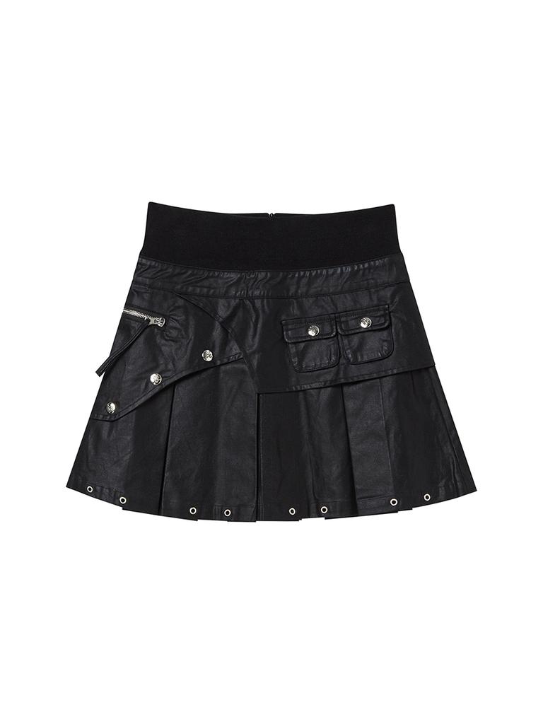 NYXX Layered Faux Leather Skirt Black