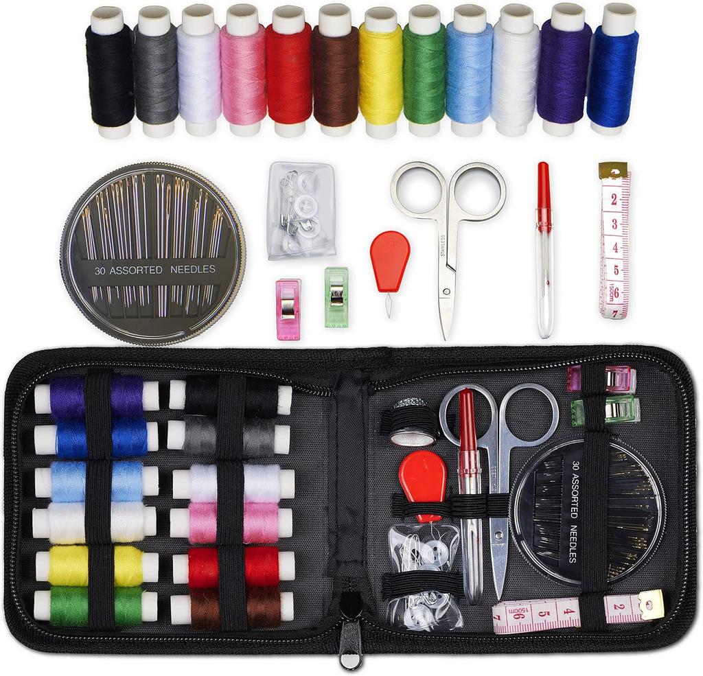 63 Piece Portable Sewing Kit, Travel Sewing Supplies Set with Needles, , Scissors and Accessories for Home and Emergency Repairs