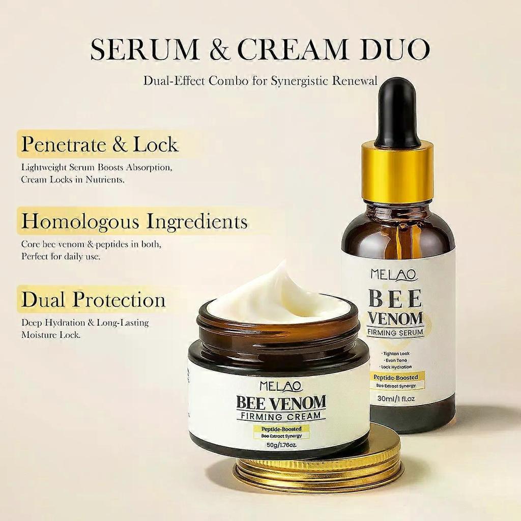 1 Set Siero Rassodante al Peptide di Veleno d'Ape + Crema Rassodante al Veleno d'Ape, Set Rassodante Lenitivo Idratante per la Pelle del Viso