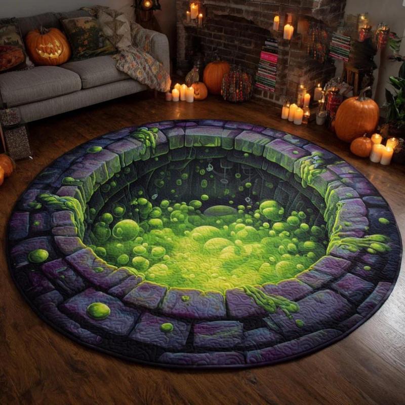 1PC 3D Illusion Halloween Area Rug, 3D Skeleton Halloween Rug, Spooky Stairs Illusion Carpet, Gothic Halloween Area Rug Gift 60cm