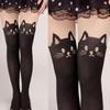 Women Cute Black Cat Printed Knee Socks Casual Thigh Cotton Warm High Over Knee Socks Cute Romantic Socks Lady Cat