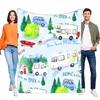 RV Lifestyle Blanket Soft Plush Flannel Throw Camping Adventure Motorhome Decor Cozy Bed Sofa Couch Travel Gift for Him Her