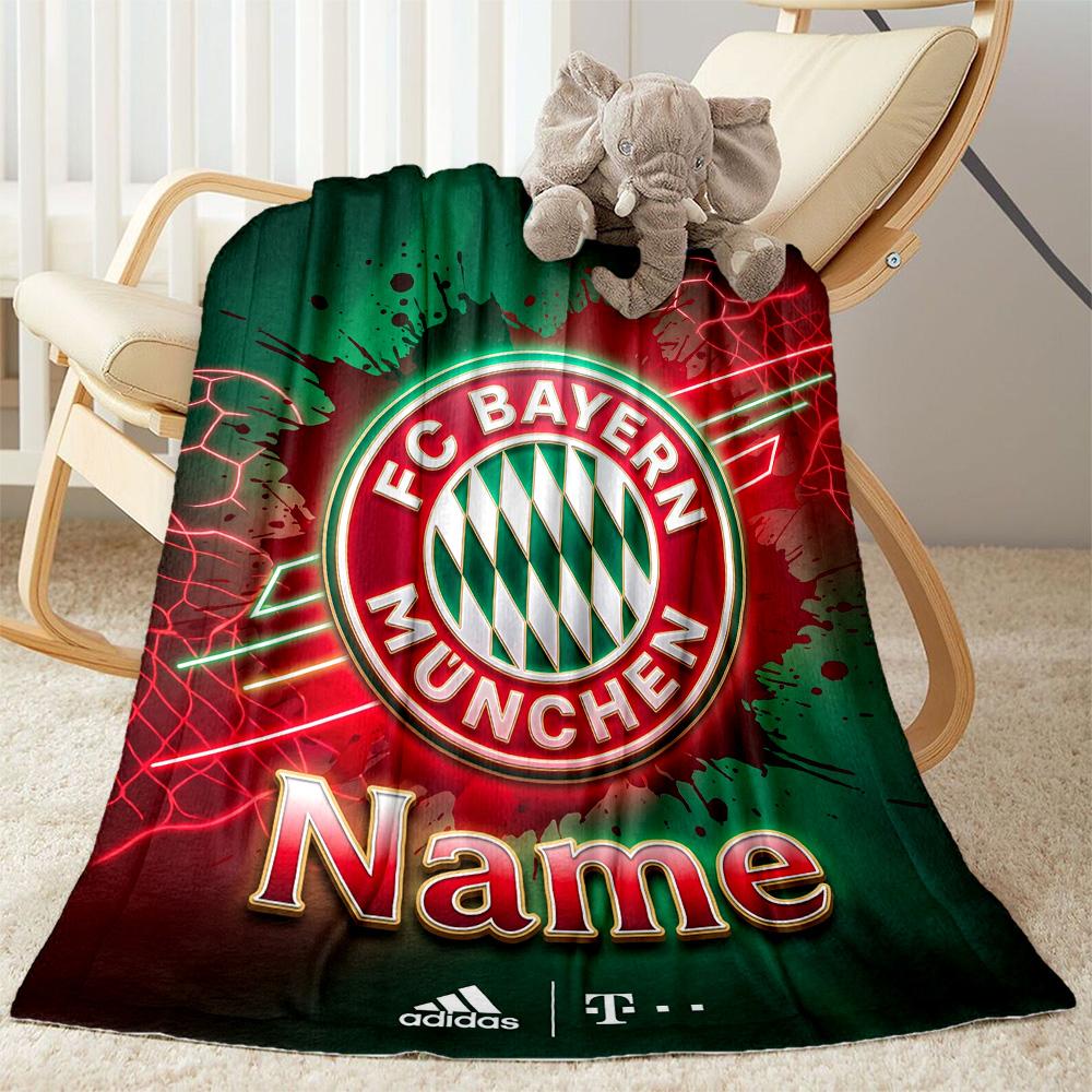 Bayern Munich Fan Gear Personalized Text Blanket Lightweight Customizable Blanket Ultra-Soft for Chair Picnics Bed Office Chair Ideal for All Seasons