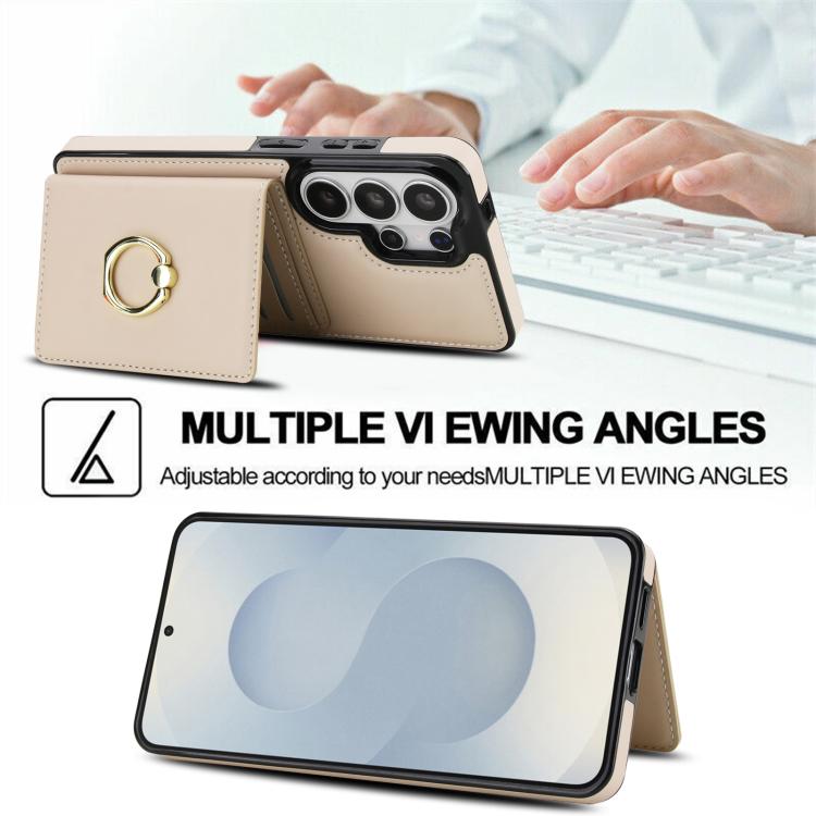 RFID Anti-theft Ring Holder Card Slot Phone Case For Samsung Galaxy S26+ 5G, PU Leather Shockproof Protective Cover