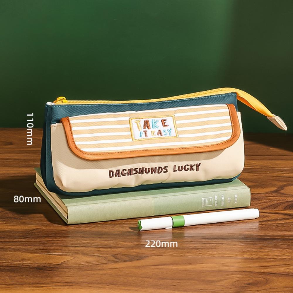 

Multi-functional Color-blocking Pencil Case Multi-Layer Large Capacity Stationery Bag Stationery Organizer Gift