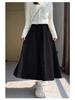Women's Autumn-Winter White Wool Midi Skirt: High Waist, A-Line with Tassel Detail
