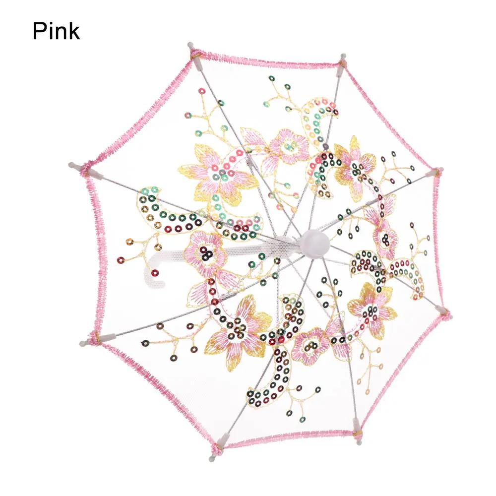 New Lace Embroidered Sunshade Umbrella Rain Gear For Handmade Doll Accessories Kids Birthday Gift