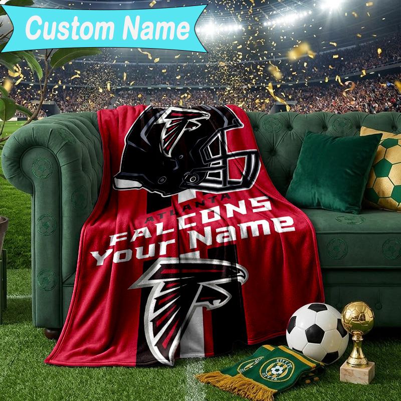 Custom Name Blanket Atlanta-Falcons Rise Up Blanket Bedding Blanket for Travel, Camping, Living Rooms, Offices, Sofas, Fan Christmas gift