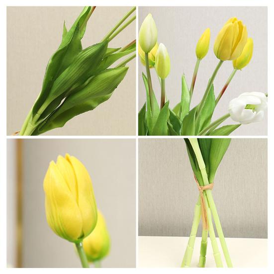 Fake Tulip Flowers Artificial Real Touch Faux Tulip Flower for Spring Easter Home Kitchen Wedding Bouquet Mother's Day Decoration