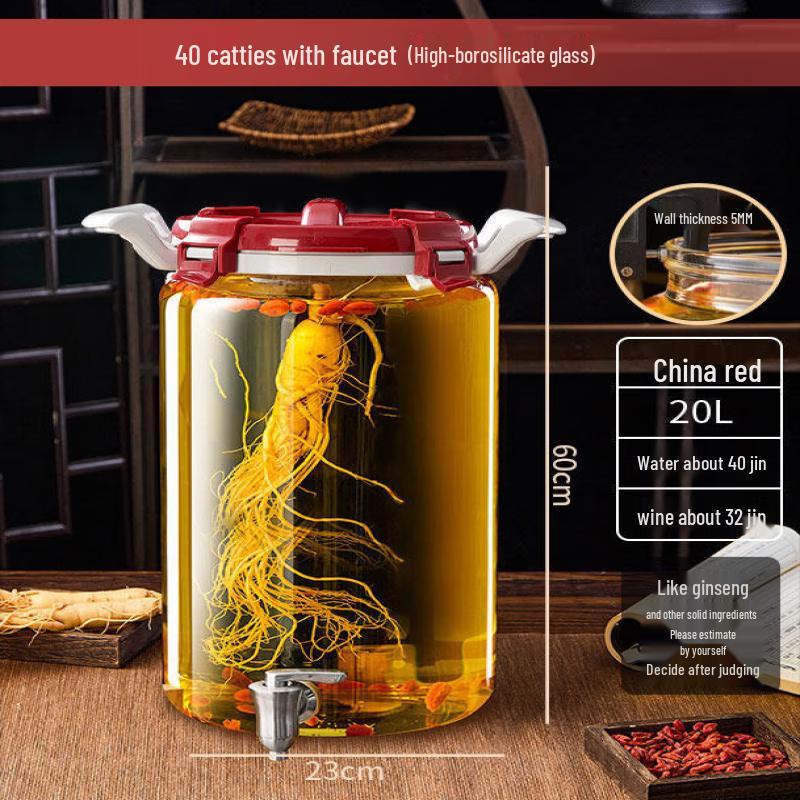 Lantuan 20L Glass Fermentation Jar with Ceramic Faucet