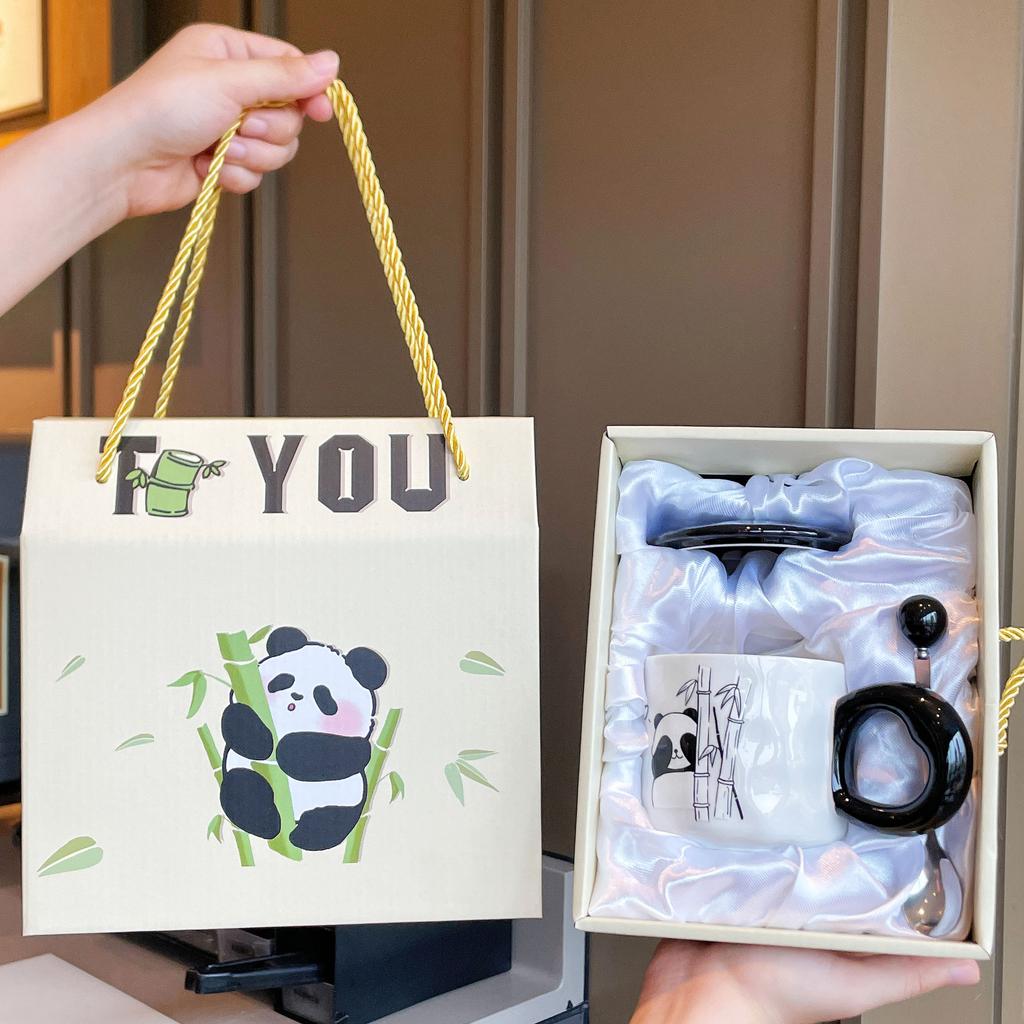 Souvenir Mädchen Niedlicher Panda Keramiktasse Paar Wasserbecher Kreative Praktische Tasse Herren Kaffeetasse Geschenk