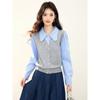 Women's Faux Two-Piece Striped Long Sleeve T-Shirt