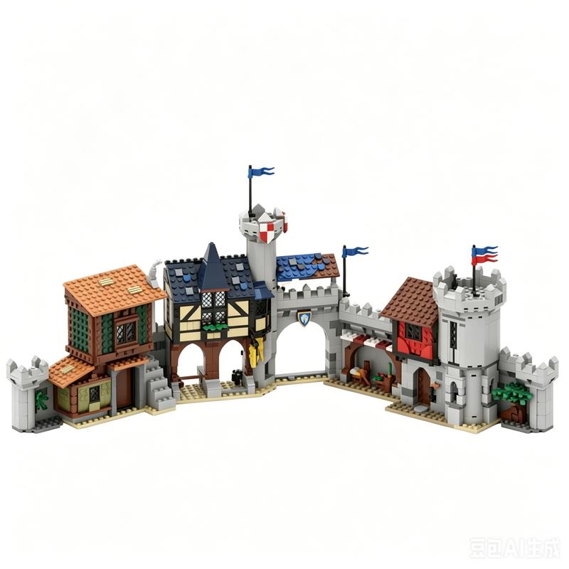 1303PCS Horse Knight Town Square MOC Model Alternate Build For Creator 31168 Building Blocks Custom Puzzle DIY Assembly
