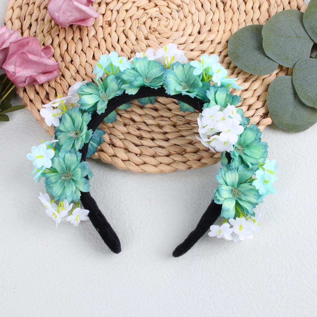 Fashion Women Bride Flowers Headband Chinese Style Flower Crown Hairband Ladies Elastic Beach Wedding Hair Accessories Headband