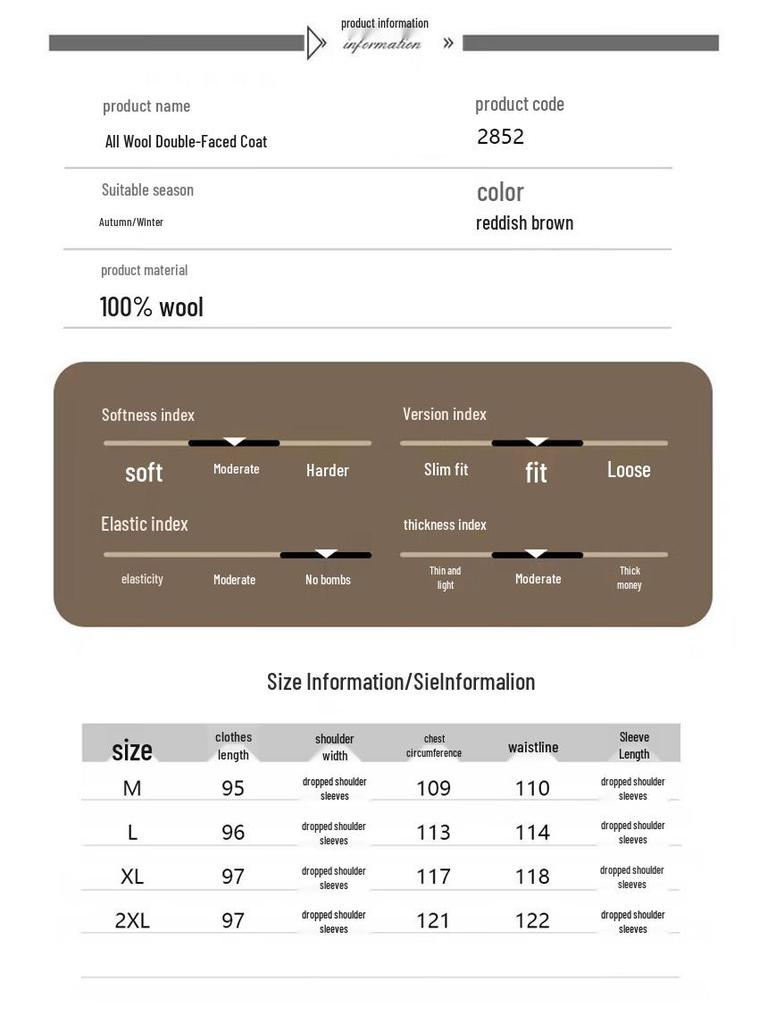 FengXun Women's Double-Faced Pure Wool Winter Coat