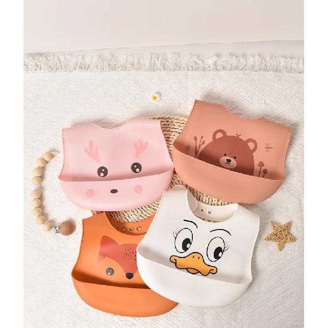 Hot Soft Silicone Baby Feeding Bibs Waterproof Antibacterial Toddler Kids Large Pocket Bibs Baby Accessories
