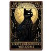 Retro Metall Blechschild Mehr Espresso Weniger Depresso Poster Trinkposter Kaffee Liebhaber Geschenk Lustige Schwarze Katze Wandkunst