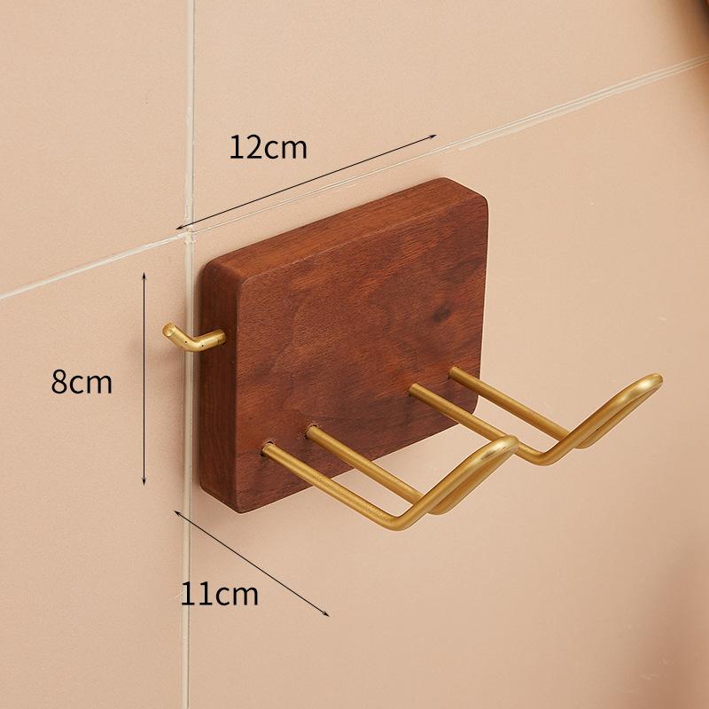

Walnut Bathroom Hair Dryer Holder Wall Mounted Bathroom Toilet Multifunctional Storage Rack Toothbrush Holder Towel Hook