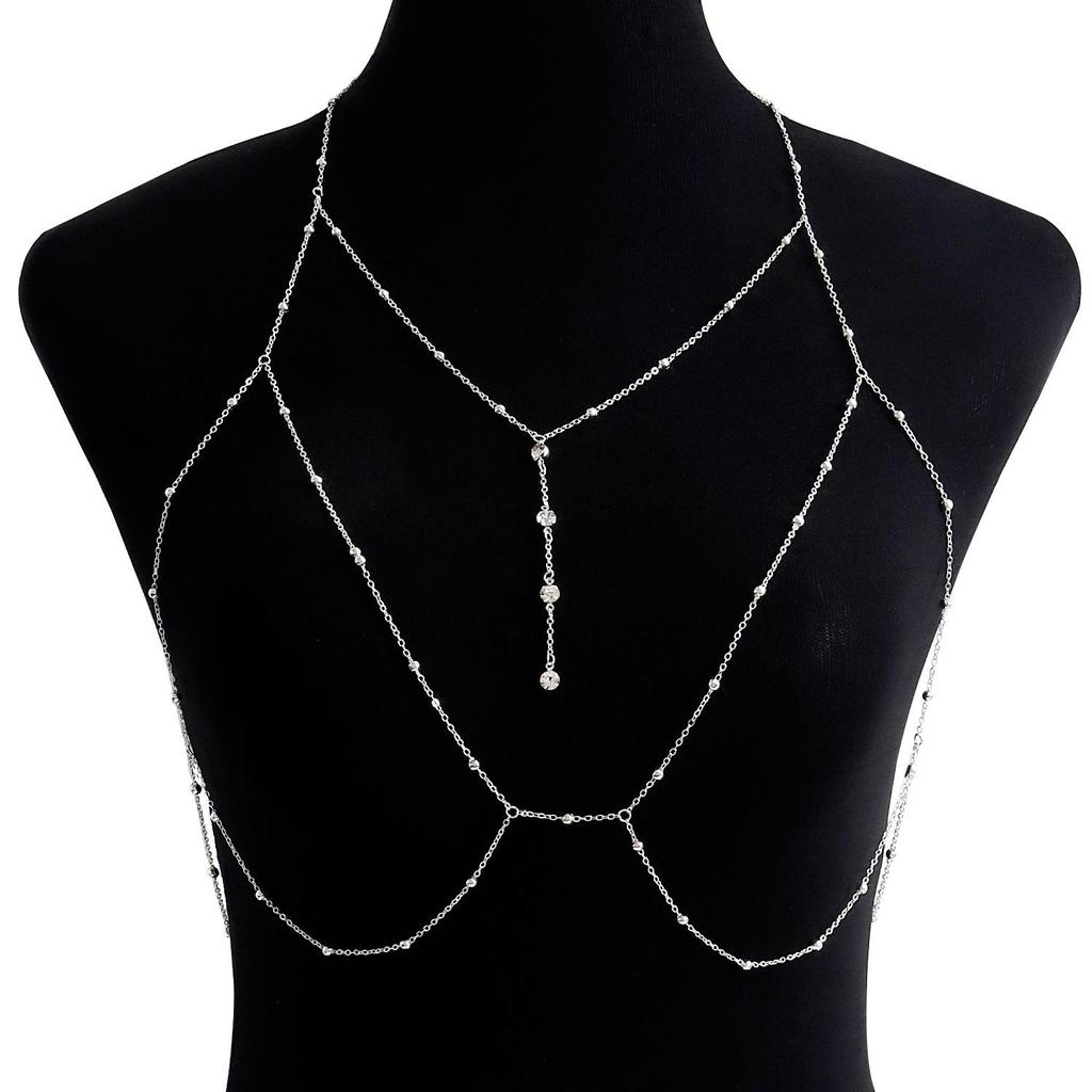 Sexy Beach Body Jewelry: Exaggerated Tassel Necklace with Flash Diamond Pendant for a European and American Casual Look
