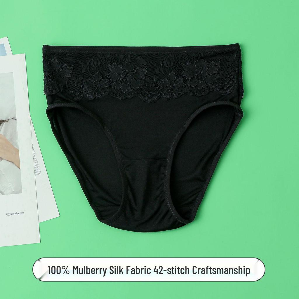 70g Pizzo 100% Seta di Gelso Intimo Triangolo Senza Cuciture a Vita Media - Sottile, Traspirante, Aderente ai Glutei Stile Estivo Donna