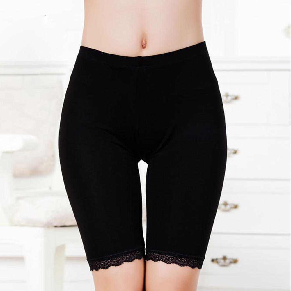 Lässige Damen Baumwollspitze Sicherheits-Flachshorts Elastische Unterwäsche Yoga Leggings Unterrock Höschen
