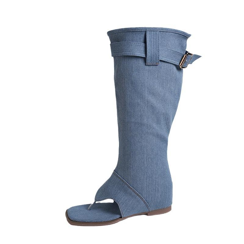 Two-wear herringbone toe cowboy leather pleated cool boots 2024 new western cowboy boots hot girl trousers boots sandals women