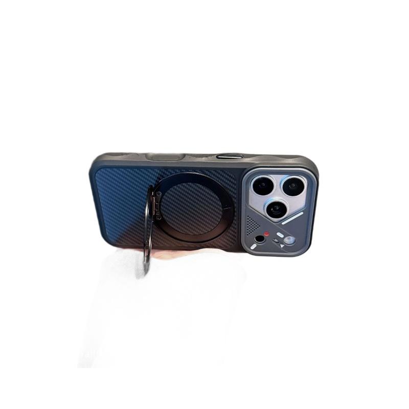 Electric pattern carbon brazing is suitable for Apple 11promax mobile phone case 111 rotating round magnetic suction bracket iPhone11.