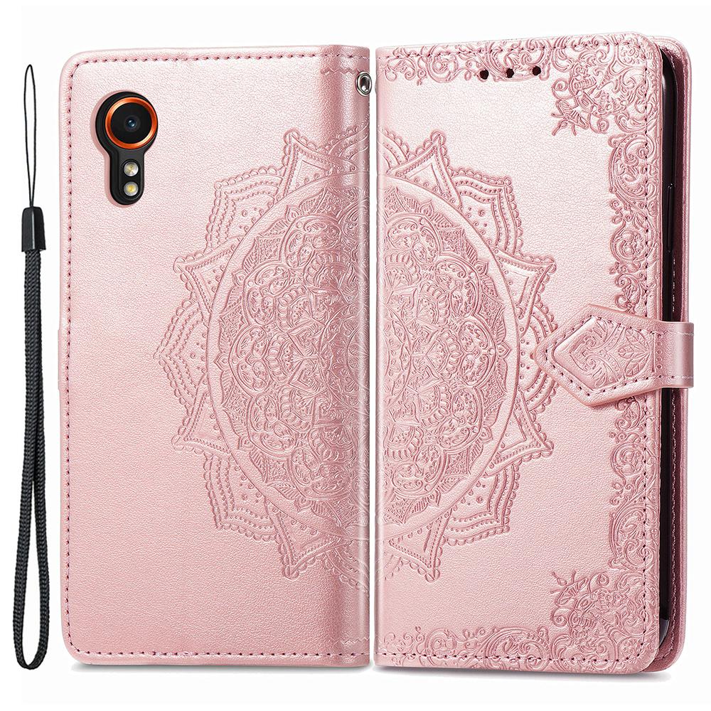 Pro Samsung Galaxy Xcover7 Magnetický pouzdro na telefon Embosovaný Mandala Květinový Kryt se sloty na karty