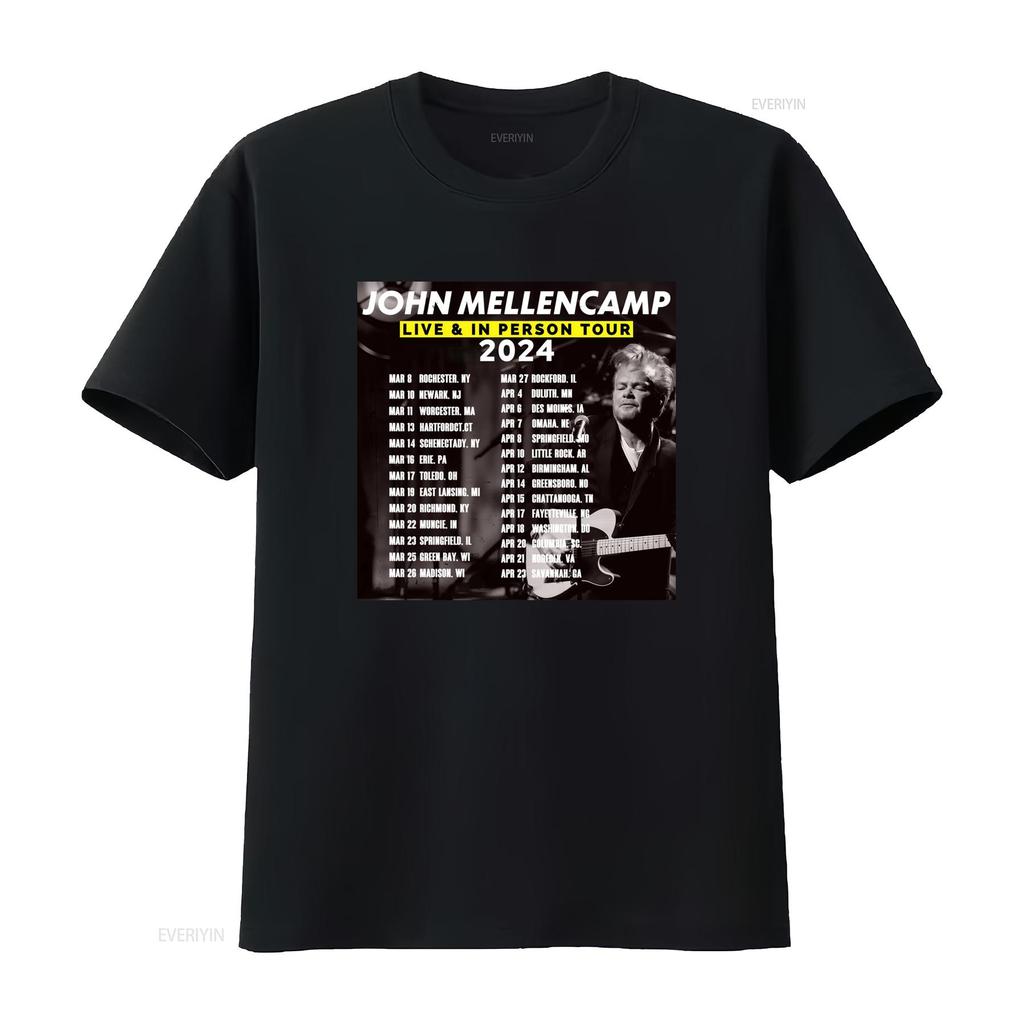 2024 John Mellencamp Live In Person Tour T Shirt 100 Cotton For Fans Music Lover Vintage Washed Breathable Designer Clothes