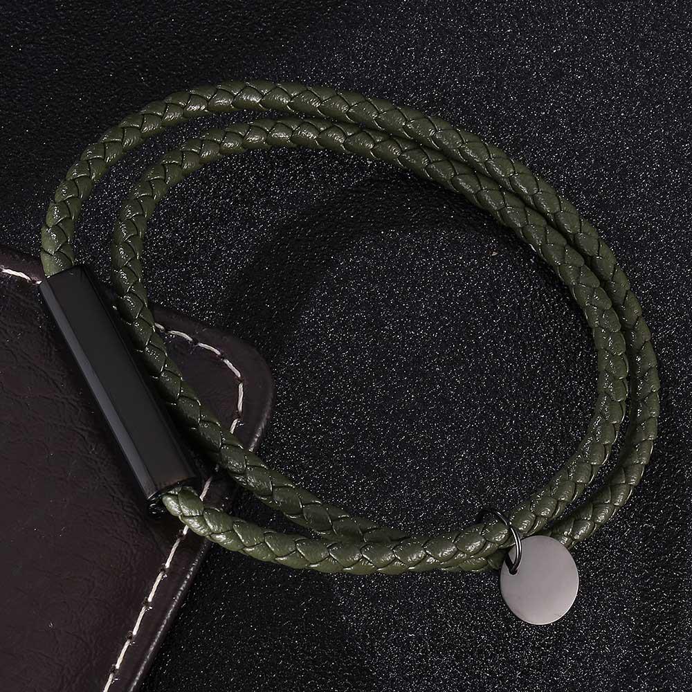 Dual-Strand Black Titanium Steel Clasp Bracelet with Graded Magnetic Buckle - Japanese & Korean Style, Unisex, Laser Engraved.