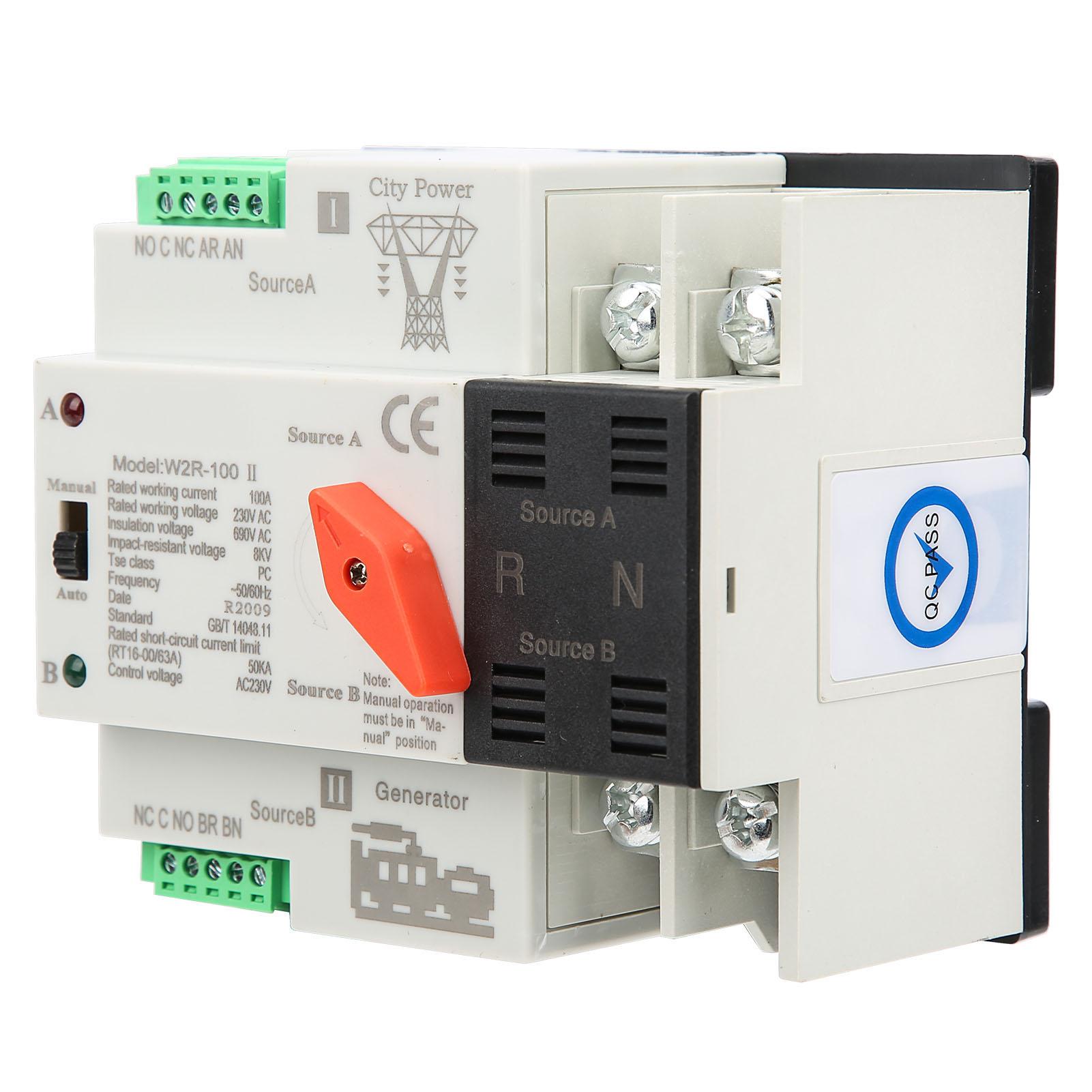 

W2R100 Автоматичний перемикач живлення 2P 100A 50Гц Перемикач передачі живлення