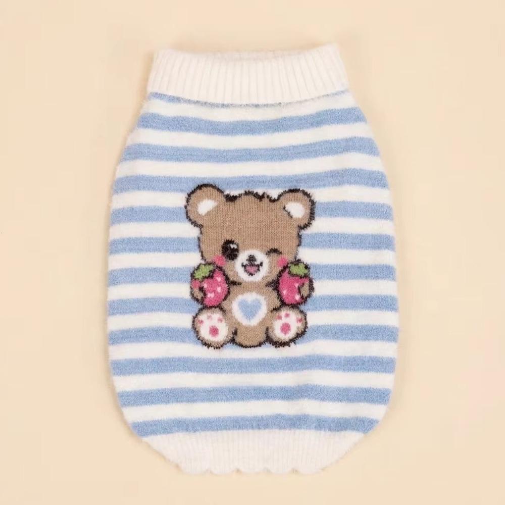 Cartoon Pattern Striped Dog Sweater Two Legged Pet Knit Sweater Cute Pet Warm Sweater Cat