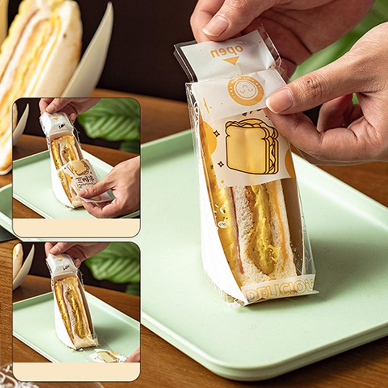 100 szt. Specjalne jednorazowe, łatwe do rozdarcia, przezroczyste trójkątne opakowania do pieczenia ciasta i chleba