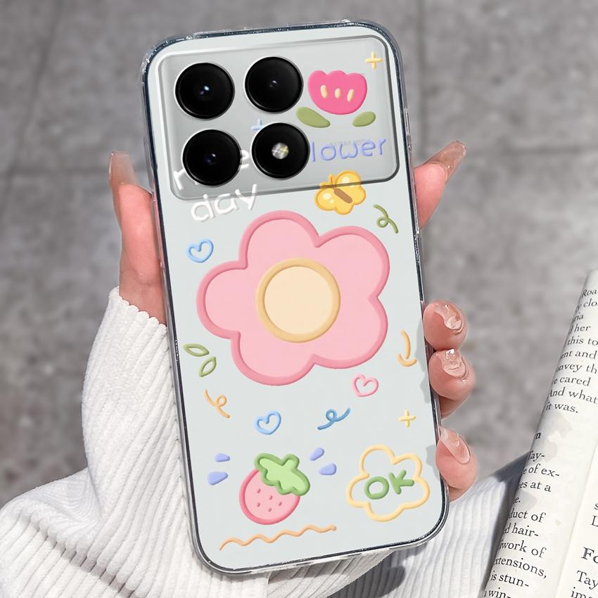 Case For Redmi K70e K60e K80 K70 K60 K50 K40 K30 K20 Pro K30i Cute Cartoon Piggy Pattern Phone Cover Transparent TPU Anti Fall Shell For Redmi Housing