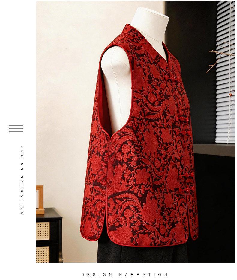 2026 Spring Vest Jacket: Stylish National Style for Middle-Aged & Elderly Women