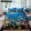 Kid Underwater World Oasis King Queen Duvet Cover Ocean Fish Coral Bedding Set Marine Life Quilt Cover Polyester Comforter Cover