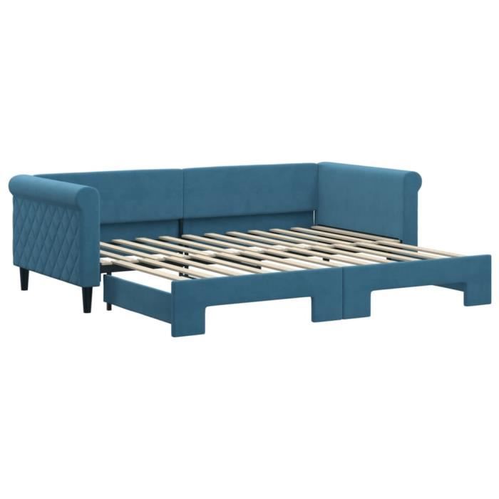 VidaXL Lit de jour avec lit gigogne bleu 90x200 cm velours 3197770
